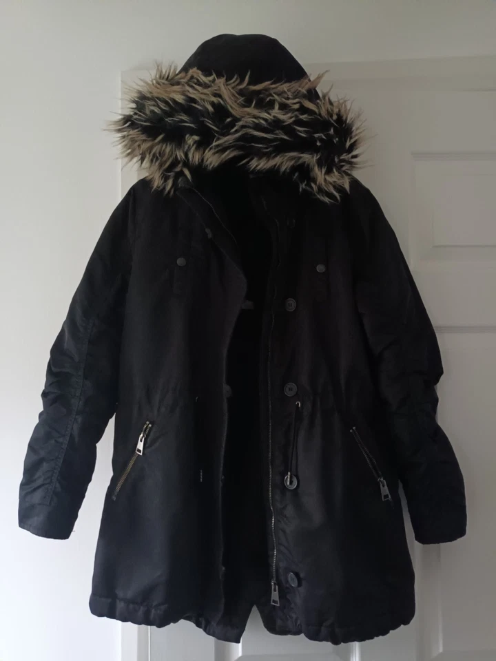 NEXT Girls Black Warm Weatherproof  Hooded School Coat Age 13 Years - Image 2 of 4