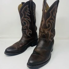 Double-H Robert Mens Sz 8.5 D AG7 Western Cowboy Work Boots Brown 3282 Made USA