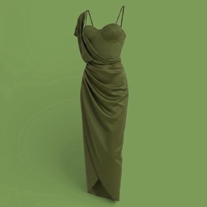 slim fit dress slacks Green Celestina Draped Maxi Dress