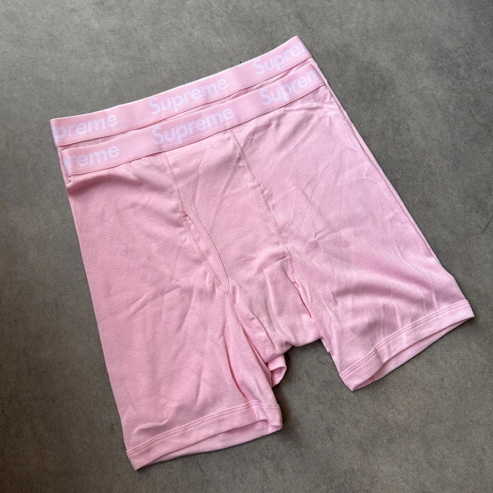 Supreme Boxer Shorts Rosa Rosa Hombre Calzoncillos Streetwear Pack de 2 S M... - Imagen 2 de 4