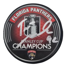 Tomas Nosek Signed Florida Panthers 2025 Stanley Cup Champions Puck JSA Witness