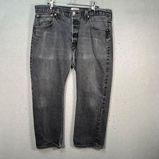 Levis 501 Mens Size 36 x 25 Original Straight Leg Button Fly Jeans Gray Denim