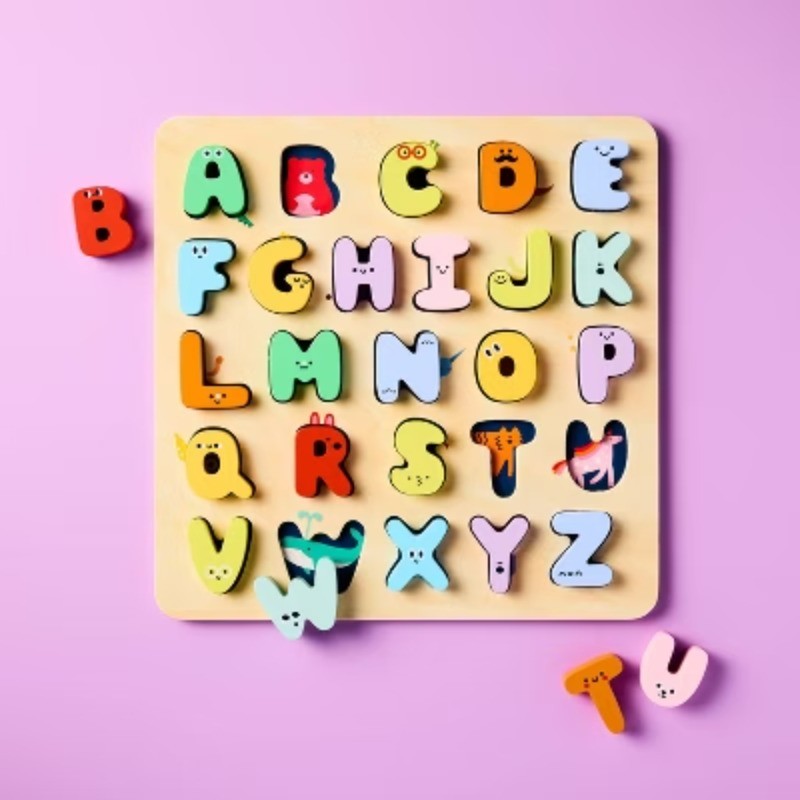 Wooden ABC Puzzle 27pc: Shapes, Colors, Problem Solving, Wood | eBay