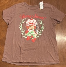Strawberry Shortcake "Berry Sweet" Double Sided Brown Womens graphic T-shirt Med