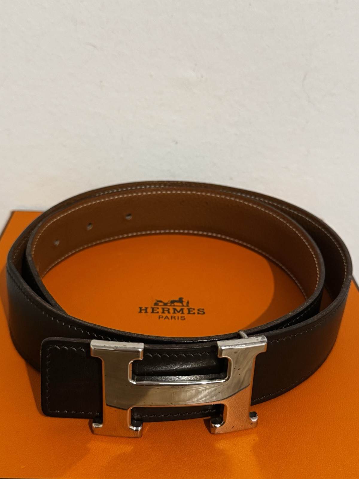 Hermès Constance H Belt Black / Brown size 75cm with Box Authentic Pre Owned