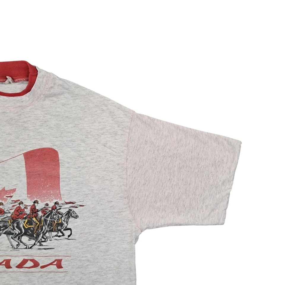 Camiseta Canada Grande Para Hombre Algodón Blanco Vintage Puntada Única Turista Foto 3 de 4