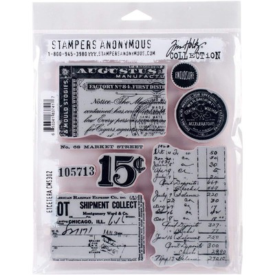 Art Gone Wild AGCMS302 Tim Holtz Etcetera Cling Rubber Stamp Set, Synthetic M...