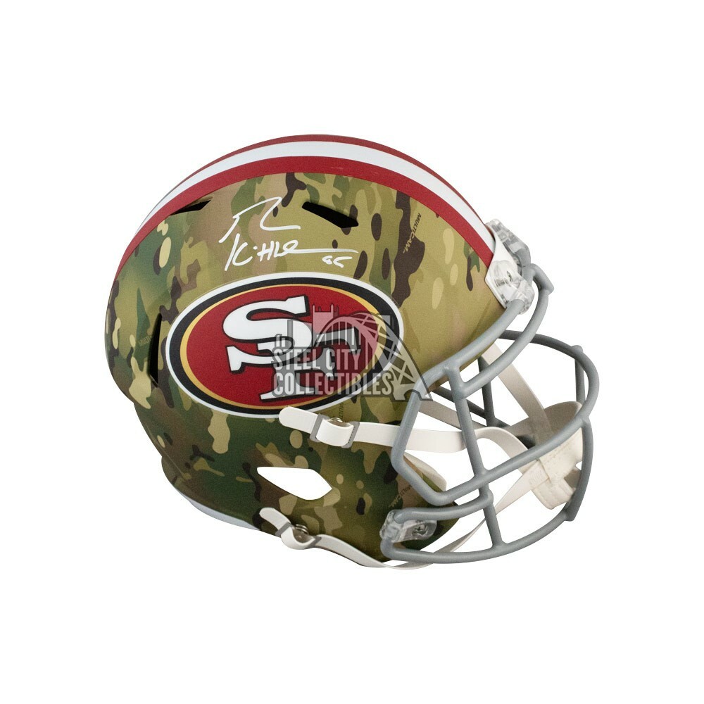 George Kittle Autographed Signed San Francisco 49ers 49ers Camo Replica Full-Size Helmet - BAS (White Ink) 