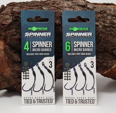 Korda Spinner Hook Micro Barbed Gr. 4 6 Haken Kicker Wirbel Hakenperlen Swivel