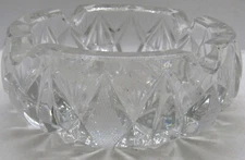 Vintage Clear Heavy Cut Glass 6" Round Ashtray in Great Condition