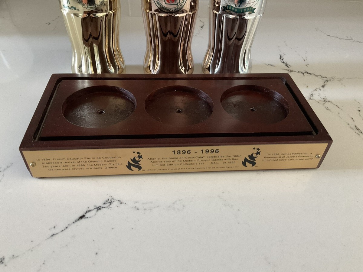RARE Coca Cola Atlanta Olympics 100th Anniversary Set Of 3 Bottles
