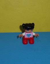LEGO DUPLO Small Child Girl Figure Minifigure Pink Shirt Bow Red Pants