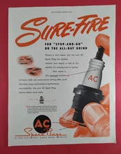 1949 AC Spark Plugs Sat Evening Post Print Ad Orange