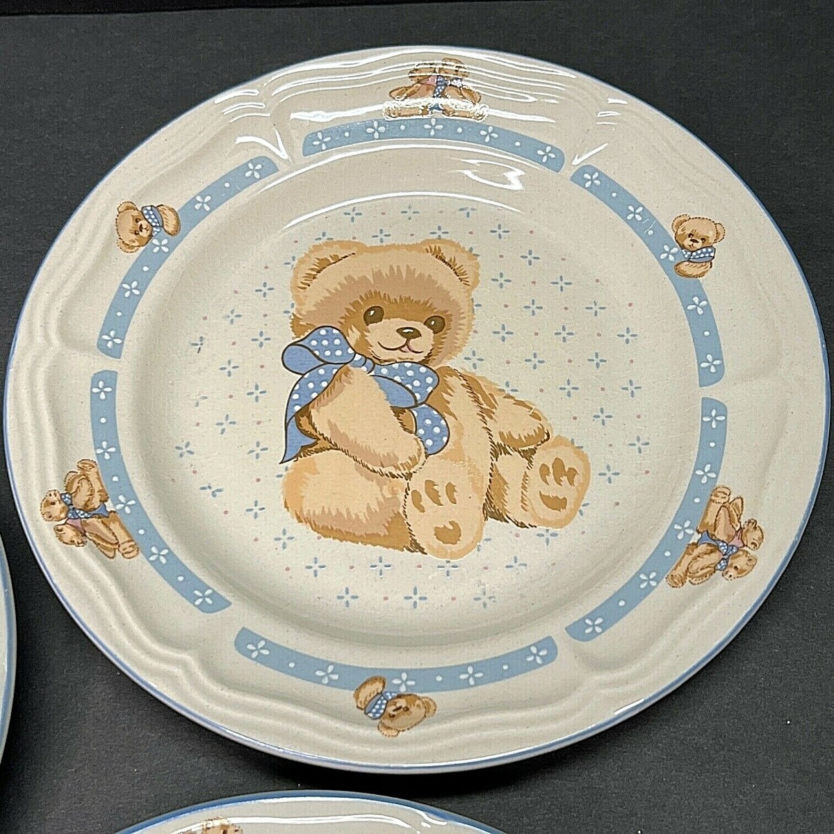 Country Teddy Bear Stoneware Plates (3) Child's Plates Tienshan
