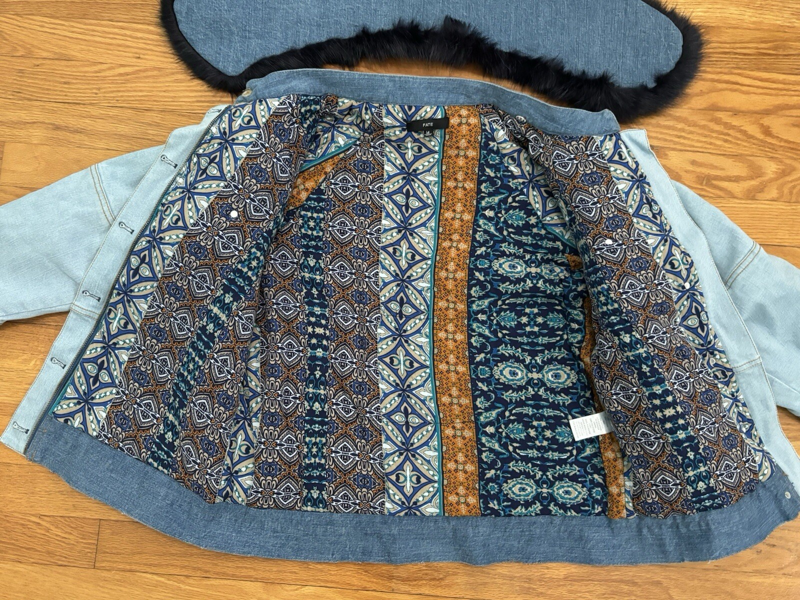 Fate  Patchwork Denim Jean Coat With Detachable F… - image 7