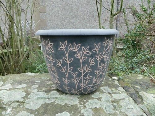 30cm Großer Serenity Pflanztopf Blume Garten Terrassendekor Kunststoff Schwarz/Braun - Bild 6 von 8