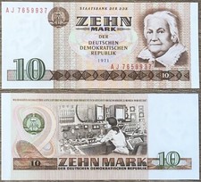 💥💎 10 marek NRD 1971 💥➰ Banknot PAŃSTWOWY BANK NRD ➰💥 AJ 7659937 💎💥