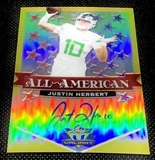 Justin Herbert 2020 Leaf All American Gold Auto Dual Jersey Match #10/10 1/1 RC