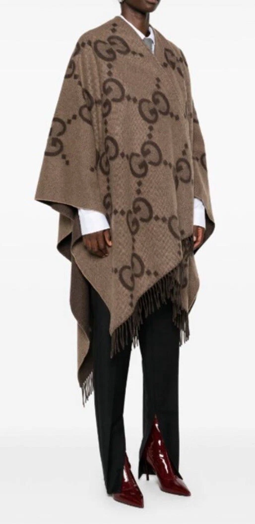 NUOVO GUCCI REVERSIBILE CASHMERE GG JUMBO MANTELLO SCIALLE AVVOLGENTE PONCHO INVERNALE AUTENTICO NUOVO CON ETICHETTE!