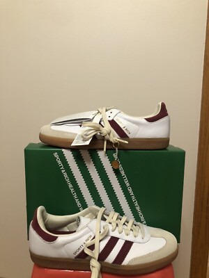 adidas gazelle silver green womens adidas Samba Sporty & Rich White Collegiate Burgundy Trainers UK 7.5 EU  40.5 👠 main image 1