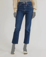 $278 Veronica Beard Women's Blue Joey Straight Leg High Rise Jeans Pants Size 31