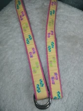 Douglas Paquette Women's. Fabric Belt Size Medium Yellow Pink Flip Flops