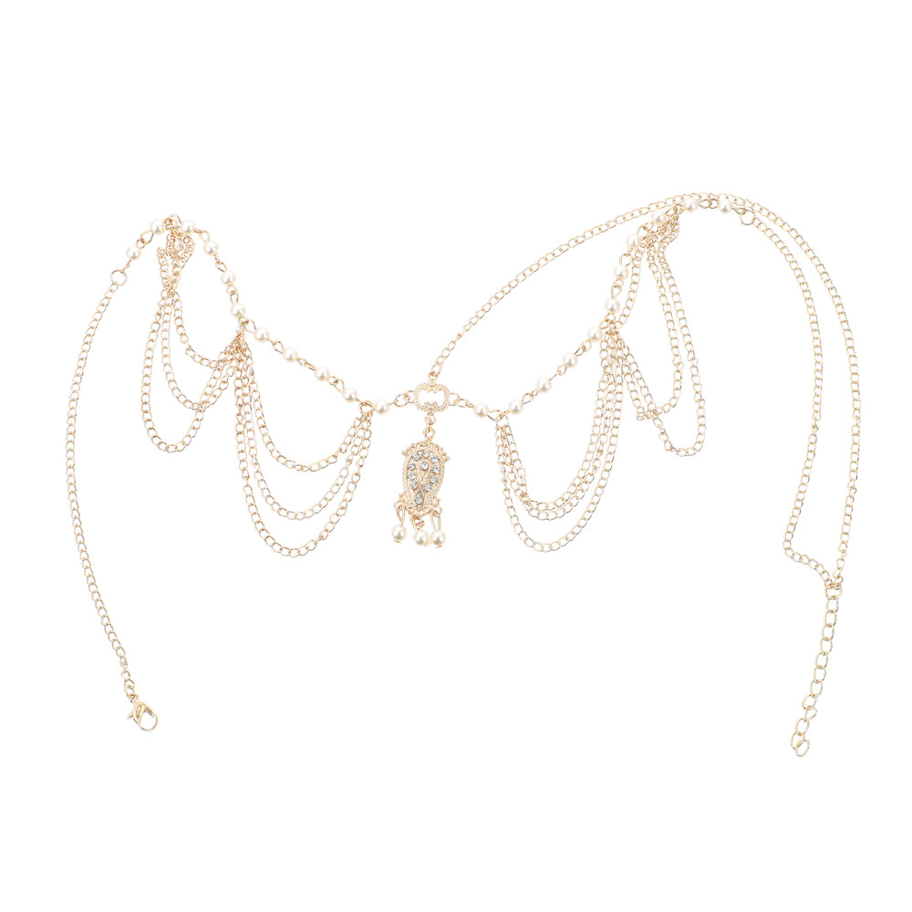Oriamour Braut-Stirnband | Doppellagig Mit Kristall-Strass | Goldfarben | Ca. 36 Cm Umfang
