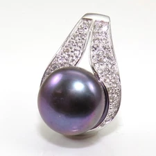 Sterling Silver 10mm Purple Peacock Grande Button Pearl Topaz Slide Pendant FZ1