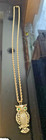STUNNING VINTAGE GOLD TONE 17" DROP OWL PENDANT NECKLACE — photo 3