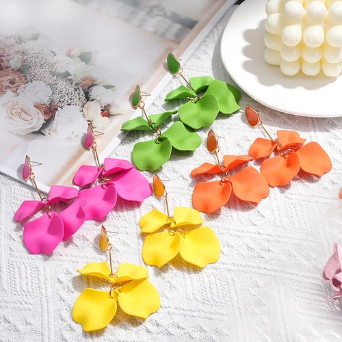 Moda Mujeres Pétalos de Rosa Borla Pendientes Joyería Pendientes Colgantes Largos Nuevos - Imagen 7 de 29