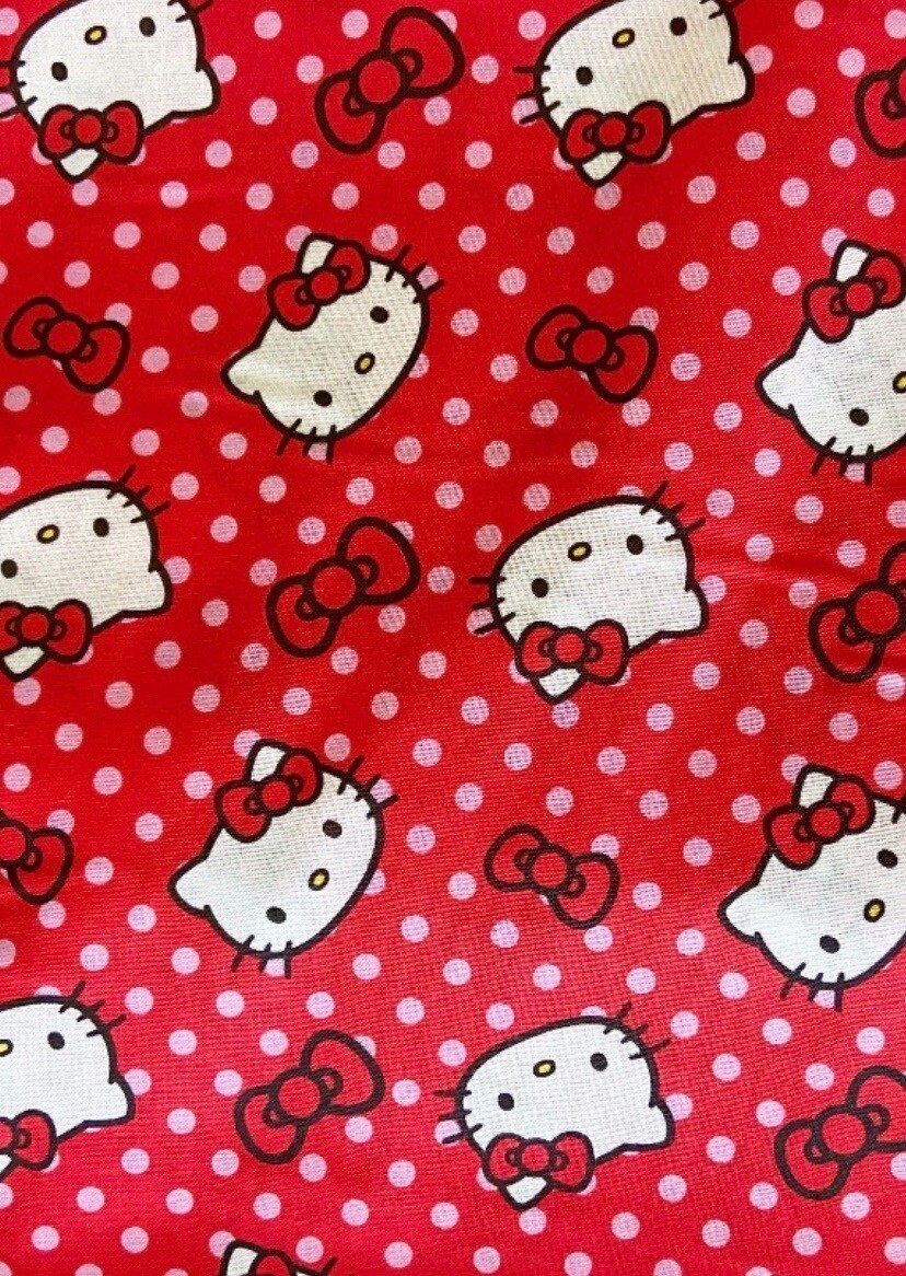 Women's Hello Kitty Red Print Bucket Hat for Sun and Rain Handmade NWT  -image