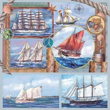 Decoupage Art Craft-Cocktail Size 5" x 5" - Sail Away, Nautical, Maritime