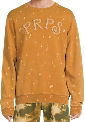 PRPS Bourn Cargo Sweatshirt Pullover NWT Crew Zip Pockets Logo Patch M Dye P$200