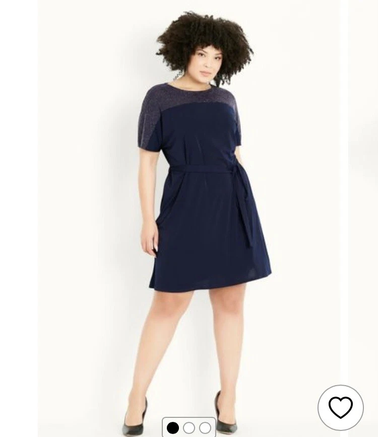 NWT Evans Sparkle Yoke Navy Blue Dress Size 22 24