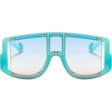 Oversized Shield Sunglasses Women Fashion Visor Sunglasses Rivet Design Luxury