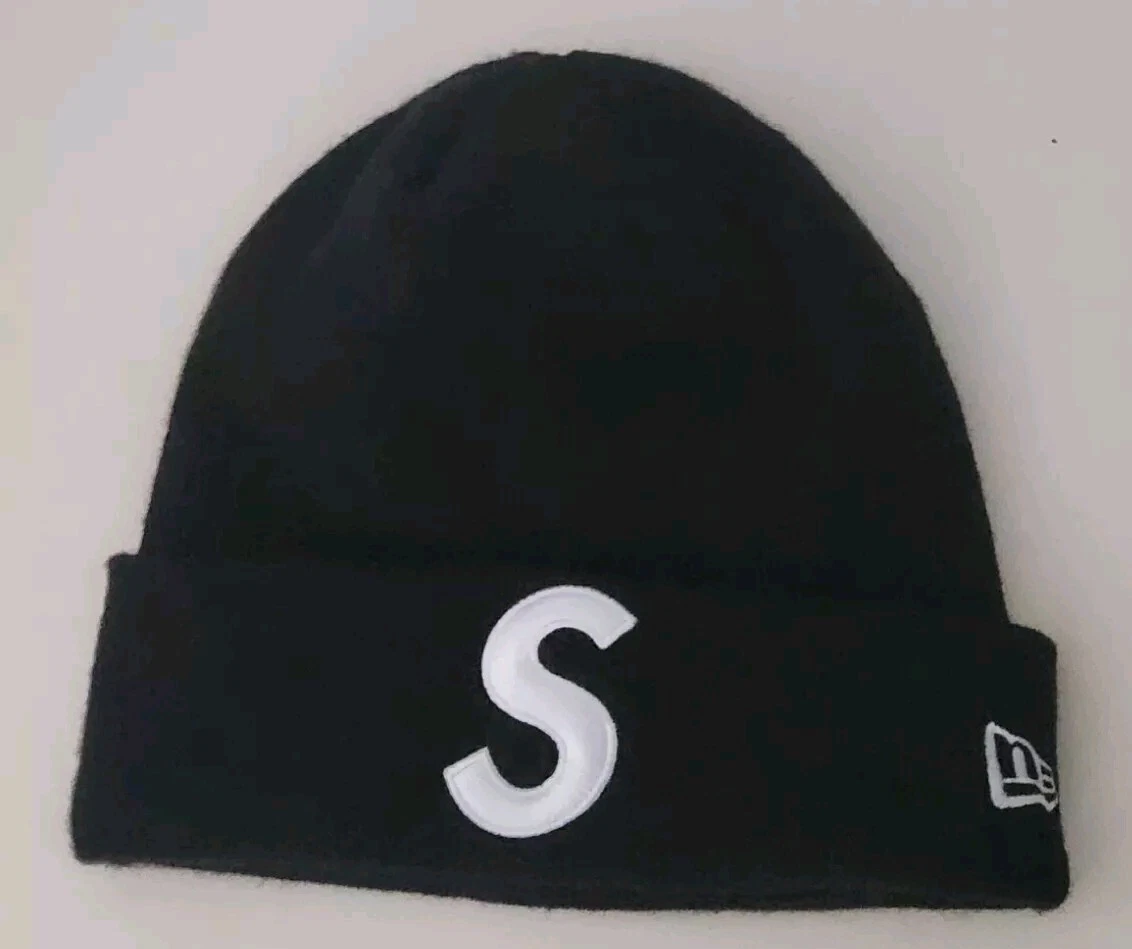FW17 Supreme New Era S Logo Beanie Black Hat Small Box logo