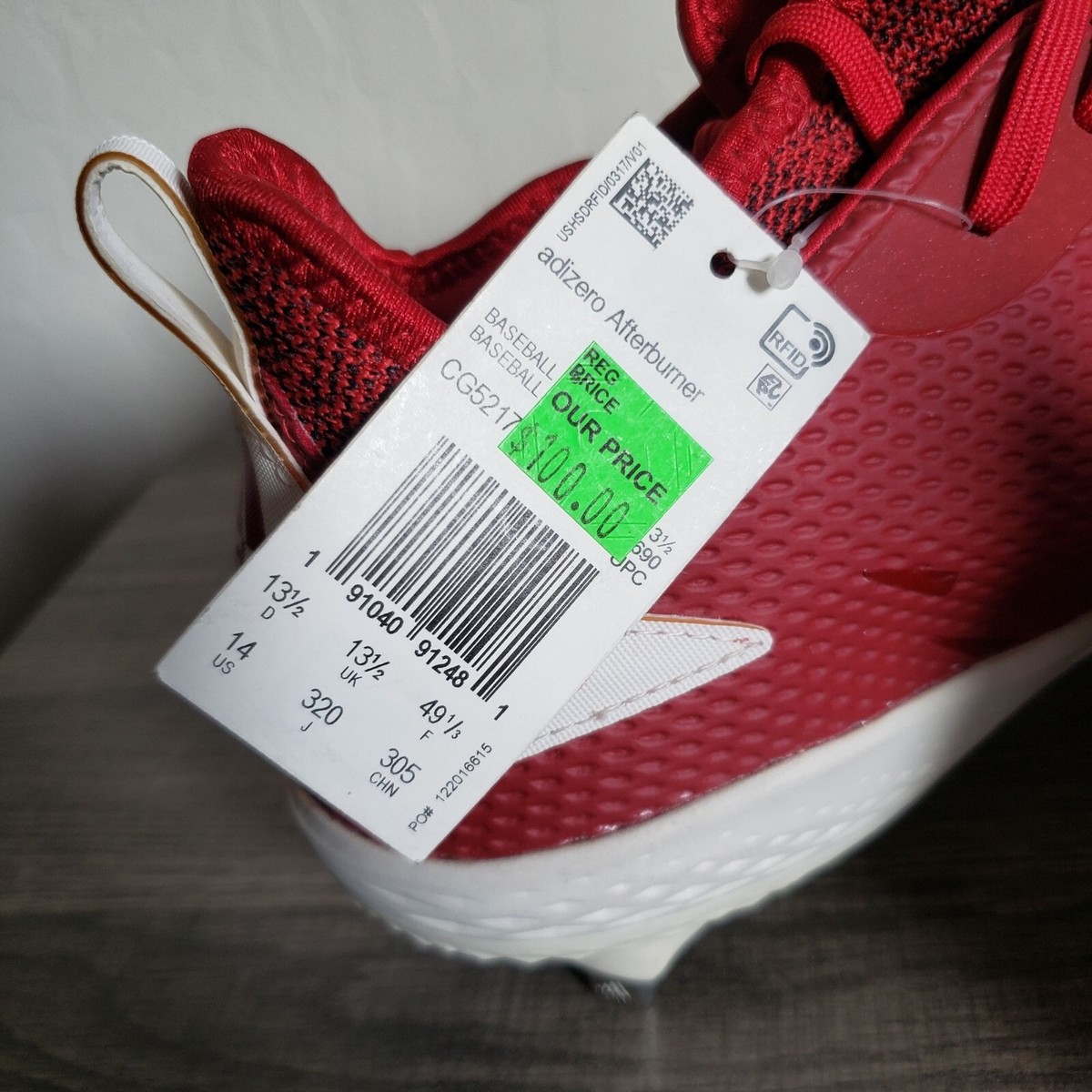 Adidas Adizero Afterburner Metal Baseball Cleats Red Size Mens 14 CG5217 NEW NWT Adidas Adizero Afterburner Metal Baseball Cleats Red Size  main image 3