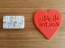 Custom Mr and Mrs Wedding cookie STAMP Fondant Embosser With Handle Personalized