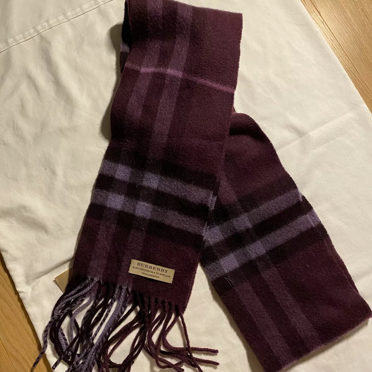 Burberry purple best sale plaid scarf