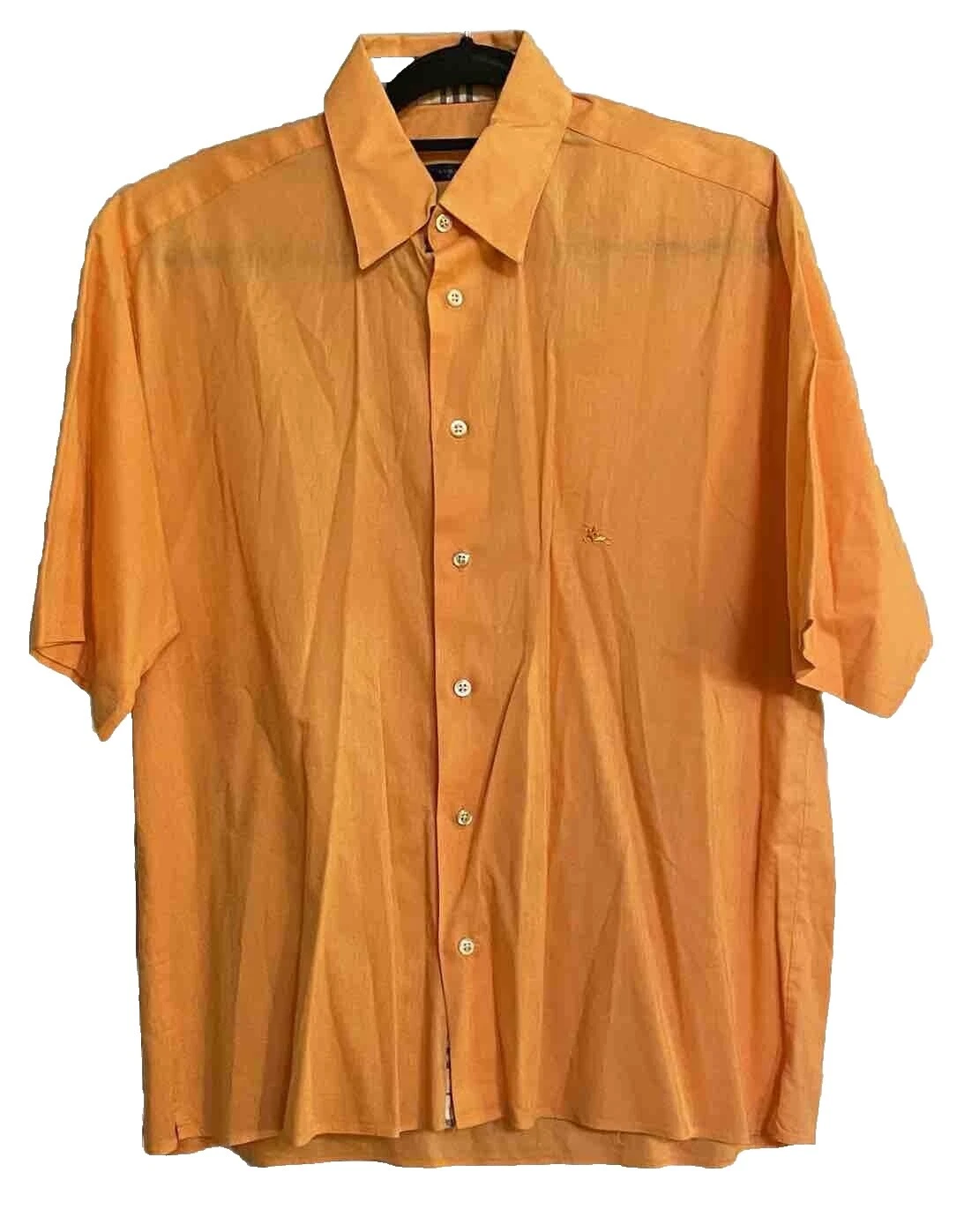 Botón Casual sólido Lino Burberry-Down Shirts for Men