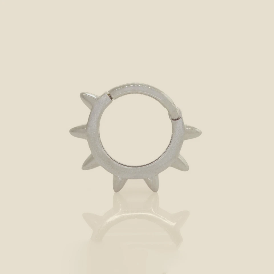 Pendiente aro con espiga de oro macizo 14K real cartílago Daith hélice nariz piercing 16G Foto 3 de 3