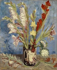 VINCENT VAN GOGH Art Poster or Rolled Canvas Print "VASE WITH GLADIOLUS & ASTERS