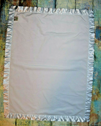 Lambs And Ivy Blue Plush Sherpa Fleece and Satin Baby Blanket w/Yellow Trim - Picture 4 of 9