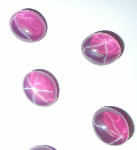 Transparent Star Ruby Oval 11x9 mm Cabochon 6 Rayed Lab-created Stone 2 pcs Lot - Picture 7 of 12