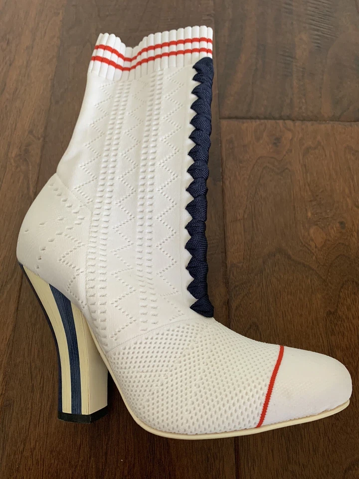 Botines Calcetines FENDI Rockoko Blanco y Azul Emily In Paris - Talla 36 Foto 4 de 4
