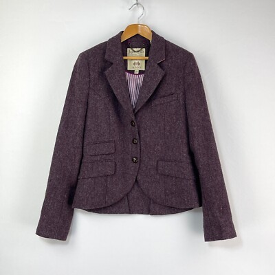 Jack Wills Tweed Sakko Damen 10 meliert lila Donegal Moon Hacking Blazer