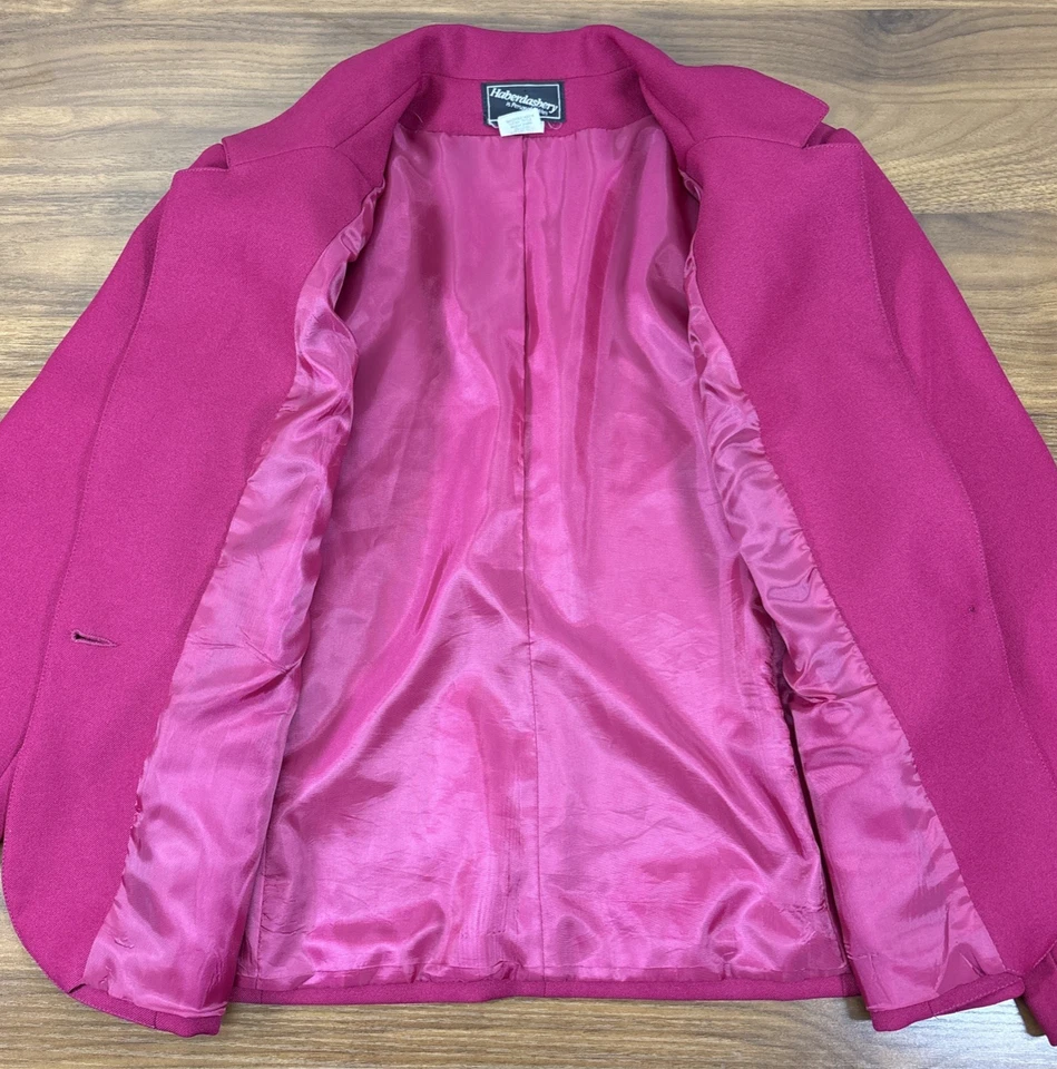 Traje chaqueta y falda Haberdashery para mujer rosa fucsia vintage años 70 talla 14/10 Foto 4 de 4