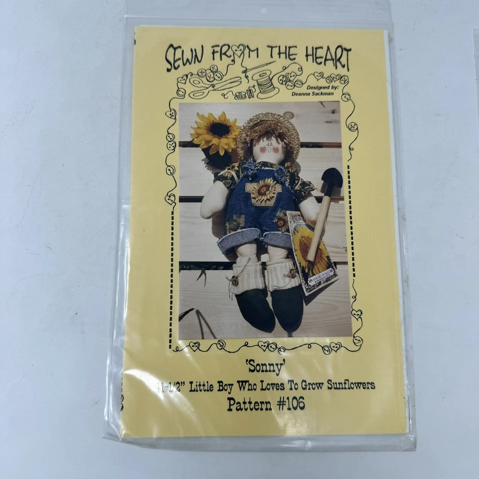 Lot of 5: Doll Patterns by Sewn From The Heart, Angel Teacher Hair Sonny Hearts - Image 3 of 4