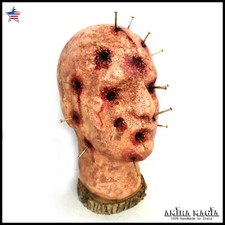 Voodoo Doll Black Magic Decor Voo Doo Ritual Head Pin Cursed Haunted Creepy Dead