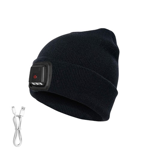 Cappello berretto unisex caldo invernale con luci led ricaricabile faro lavorato a maglia - Foto 12 di 23